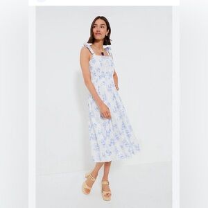 Tuckernuck Teagan Chintz Floral Blue and White Dress hyacinth house medium NWT
